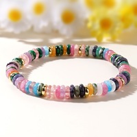 Bracelet extensible coloré en perles de cristal naturel, bracelet perlé en pierre de guérison des chakras, bijoux porte-bonheur en agate pour femme, cadeau