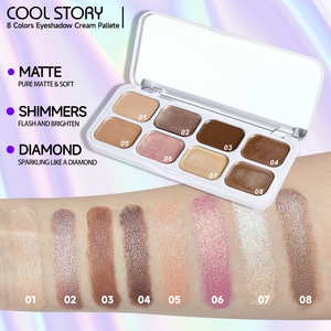 Paleta de Iluminadores y Bronzadores en Crema COOL STORY, 8 Colores Mate y Brillantes, Maquillaje Mineral Prensado Natural a Prueba de Agua para Contorno Facial - Product Image 4