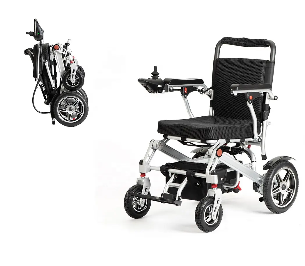 2024 TOP Selling Portable And Lightweight Foldable Aluminum Alloy Electric Wheelchair With 250*2 Power Motor