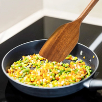 Ustensiles de cuisine en bois d'acacia antiadhésifs : Spatule, Louche, Cuillère pleine, Cuillère à pâtes, Cuillère ajourée, Fouet