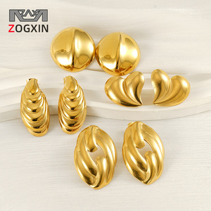 Zogxin Geometric Stud Earrings Gold Stainless Steel Women's Fashion Jewelry Gift - Product Image 1