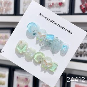 <span class=keywords><strong>Uñas</strong></span> Acrílicas Hechas a Mano con Diseño de Flores Talladas en 3D, Fáciles de Aplicar, Estilo Invernal Prediseñado para Salón de <span class=keywords><strong>Uñas</strong></span> - Product Image 6