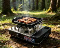 Deyanhaohuo Ensemble chauffe-plats pour buffet et fondue, en acier inoxydable, avec réchaud à combustible, pour camping en extérieur, restauration et traiteur, noir