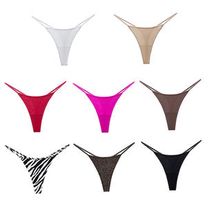 Basic Low-Rise G-String Comfortable T-Back Panty with Zebra/Leopard Print <b>Sexy</b> Thin Strap Thong Ice Silk Lingerie Waist Logo - Product Image 5