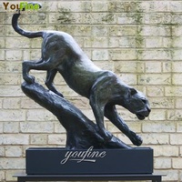 YOUFINE Grande taille réelle Bronze panthère Sculpture noir Animal Statue pour jardin extérieur Art déco Antique Grande vente