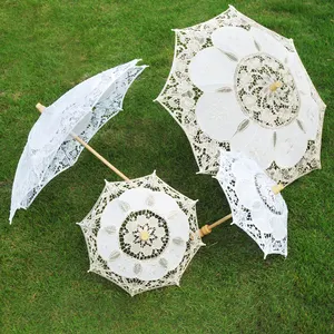 Handmade Wedding Umbrella White Lace Bride Umbrella Craft For Wedding Decoration