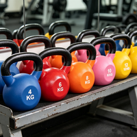 Ensemble de kettlebells en fonte revêtues de néoprène vinyle, écologiques, durables, de 2 kg à 20 kg, marquage KG/LBS, logo personnalisé pour la salle de sport à domicile