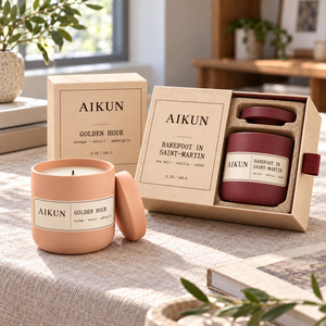 Vela Aromática de Cerámica Aikun de 12 Oz, Empaquetada y Lista para Exhibir, con Caja de Regalo Impresa y Tapa a Juego, Personalizable para Tiendas Minoristas - Product Image 2