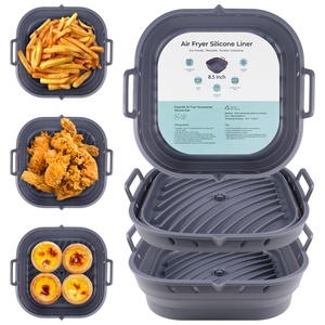 Molde de Silicona Plegable para Hornear en Casa y en la Cocina, Bandeja para Freidora de Aire, Revestimientos Cuadrados de Silicona para Freidora de Aire para Cocinar y Hornear Alimentos - Product Image 1