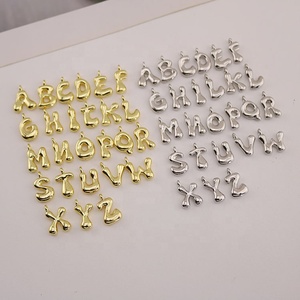 JS2004 Popular <strong>Silver</strong> 18k Gold Plated Bubble Balloon Puff Puffy Alphabet Initial Letter <strong>Charms</strong> Pendants - Product Image 4