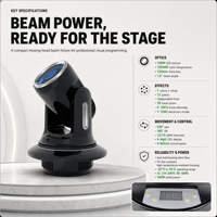 Projecteur LED à tête mobile 180W, 1.6 °   Éclairage de scène à faisceau ultra-étroit, prisme à 18 facettes, 12000K pour DJ, clubs et locations d'événements