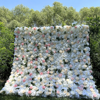 Décoration de route de mariage, mur de fleurs en soie, mur de fleurs roses, fond de mariage, haute qualité