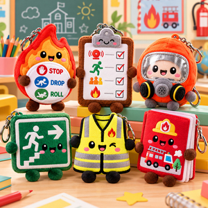 Llaveros <span class=keywords><strong>de</strong></span> Peluche Educativos <span class=keywords><strong>de</strong></span> Seguridad contra Incendios al por Mayor con Mascotas <span class=keywords><strong>de</strong></span> 'Parar, Caer y Rodar' para Talleres Infantiles en Bibliotecas Públicas - Product Image 1