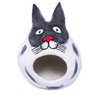 100% Ecologisch Premium Wol Kattenhol XL Gestreept Patroon Binnenbox Wasbaar Koelbed voor Kleine Huisdieren Alle Seizoenen