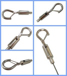 Crochet à ressort pour câble en laiton personnalisé OEM, pince pour câble métallique pour système de <span class=keywords><strong>suspension</strong></span>, fabriqué en laiton durable, acier, cuivre, nylon, PVC - Product Image 2