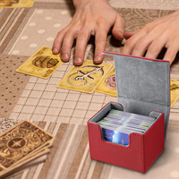 Boîte de rangement pour cartes à collectionner Yuu Tcg en cuir personnalisé, blanc et rouge, forme rectangulaire, fermeture magnétique, pour cartes à collectionner