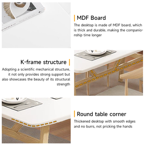 Comptoir de cuisine moderne, plateau de table en MDF naturel, tables à manger à bord vif, table en bois de noyer - Product Image 4