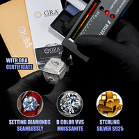 Personnalisable S925 Argent 10K/14K Or Massif Coupe Ronde VVS Moissanite Bague de Fiançailles Nouveau Design pour Hommes
