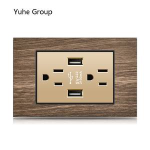 Aluminum brushed black panel Mexican standard American all-in-one six-hole <b>socket</b>, with <b>USB</b> <b>wall</b> power supply - Product Image 5