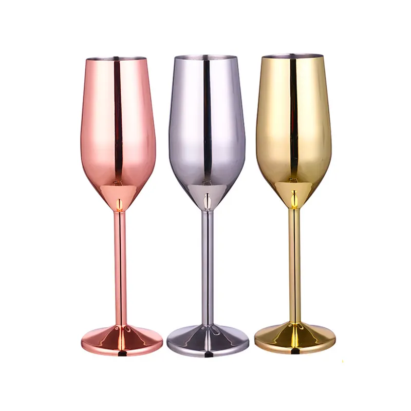 220ml custom stainless steel champagne cup unbreakable metal goblet tumbler flute