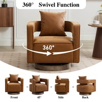 Fauteuil pivotant moderne OEM en cuir PU avec dossier inclinable réglable et base patinée en bois