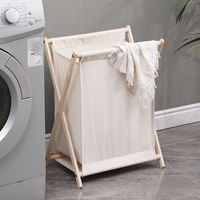 Panier à linge pliable rectangulaire en bois, écologique, en tissu japonais et nordique, panier à vêtements pliable, organisateur de rangement pour salle de bain