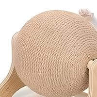 Balle à gratter rotative en sisal pour chat, rouleau à gratter en sisal avec support en bois, jouet d'intérieur pour animaux de compagnie