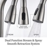 Robinet de cuisine extractible classique en acier inoxydable UPC 304, rotatif à 360°, eau chaude et froide pour évier d'hôtel, images et vidéos personnalisées