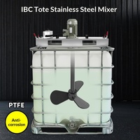 XUANLE Mezclador Vertical de Tambor IBC de 1 Tonelada de Acero Inoxidable 316 Anticorrosión con Motor y Paleta de PTFE para Salmuera, Ácido y Sosa Cáustica, 1 Año de Garantía
