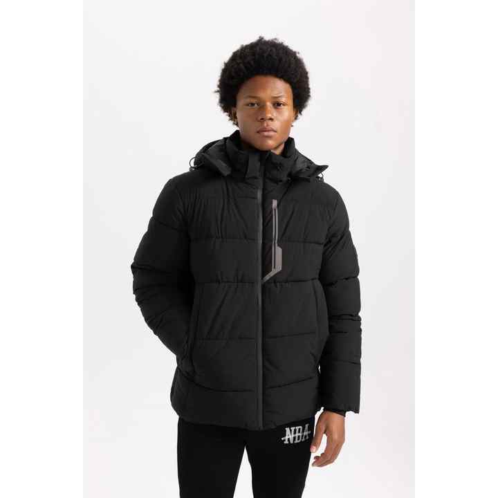 Fit Water Repellent Slim Fit Hooded Puffer Down Silk Fabric Coat
