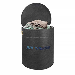 Felt Laundry Basket Clothes Hamper <b>Storage</b> Baskets Metal Handle Lid Modern Eco-Friendly Foldable <b>Stackable</b> for Bathroom <b>Wardrobe</b> - Product Image 1