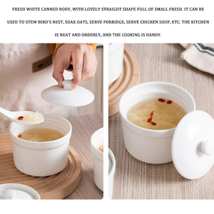 ชามเซรามิกสำหรับนึ่งไข่พร้อมฝาปิดกันน้ำรั่ว ชุดหม้อตุ๋นสำหรับร้านอาหาร ชุดภาชนะสำหรับซุปสำหรับใช้ในบ้าน - Product Image 4