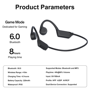 Auriculares Inalámbricos de Conducción Ósea Bluetooth 5.3, Auriculares Deportivos con Control de Botones Detrás de la Oreja, Resistentes al Agua IPX5 - Product Image 6