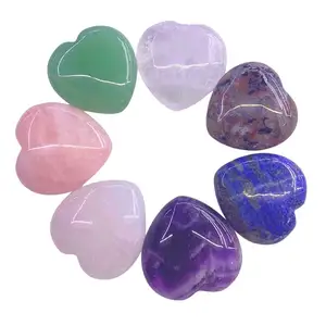 30mm Wholesale Heart Shaped Love Stones Mixed Color Healing Crystal Stone Hearts