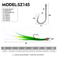 Neue Großpackung 1,3g 95mm Premium Gebundene Bucktail-Feder Einzelhaken mit Widerhaken Künstlicher Köderhaken für Fliegenbinden Angelzubehör