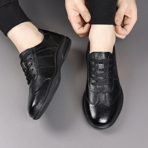 Chaussures en cuir pour hommes, noires, à bout rond, à lacets, décontractées, pour affaires et voyages, taille adulte 801 - Product Image 3