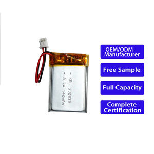 OEM ODM <span class=keywords><strong>3.7V</strong></span> 충전식 리튬 폴리머 배터리 302030 140mAh 파우치 리튬 이온 사용자 정의 <span class=keywords><strong>3.7V</strong></span> <span class=keywords><strong>Lipo</strong></span> 배터리 셀 - Product Image 1