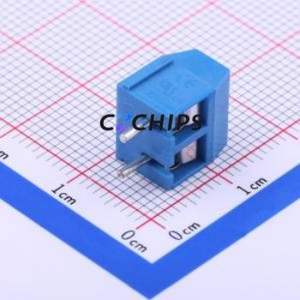 JL301-50002U02 Screw Terminal Block Through hole Component (THT),P=5mm Connector 1x2P 5mm Blue Through Hole - Product Image 2
