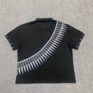 Polo in Piqué 100% Cotone di Alta Qualità con Logo Stampa <span class=keywords><strong>Proiettile</strong></span>, T-shirt Polo Corta, Polo Estiva alla Moda con Motivo a Proiettili - Product Image 3