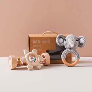 Juego de sonajero de madera para bebé, sonajero de ganchillo, juguetes para la dentición, juguetes Montessori para recién nacidos, regalo Ideal para niños y niñas - Product Image 6
