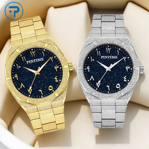 Montre à quartz givré pour hommes en alliage étanche logo personnalisé mode haute qualité chiffres arabes poussière d'étoile de luxe pour hommes - Product Image 1