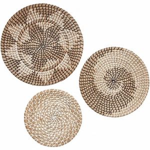 Pratos Suspensos De Parede Em Bambu Decoracao Ervas <span class=keywords><strong>Marinhas</strong></span> Pretas Boho Pendurada No Quarto Natural - Product Image 3