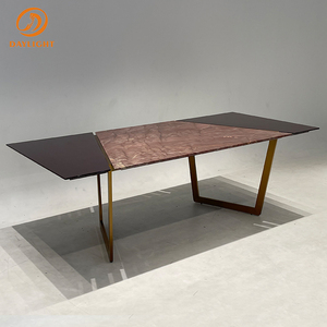 Ensemble de <span class=keywords><strong>table</strong></span> à manger rectangulaire en acier inoxydable 304, <span class=keywords><strong>3</strong></span> <span class=keywords><strong>mètres</strong></span>, <span class=keywords><strong>table</strong></span> à manger longue pour salle à manger, combinaison étroite, marbre de luxe, <span class=keywords><strong>table</strong></span> à manger extra longue - Product Image 4