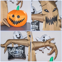 Arbre Citrouille Gonflable Géant Effrayant avec Fantômes et Yeux LED, et Jack-o'-lanterns, Conçu pour l'Affichage Extérieur d'Halloween
