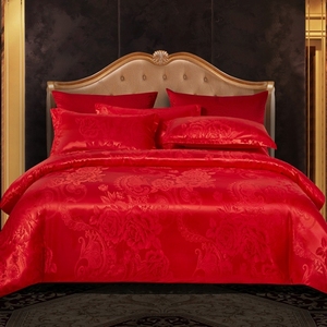 Commercio all'ingrosso di lusso Jacquard stampato lenzuola 4 pezzi set di biancheria da letto con finitura satinata uso tessile per la casa - Product Image 6