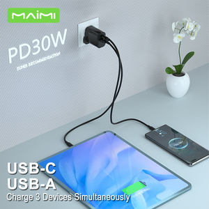 <span class=keywords><strong>Chargeur</strong></span> rapide Maimi UK Plug GaN 30W avec double port <span class=keywords><strong>USB</strong></span>-A et <span class=keywords><strong>USB</strong></span>-<span class=keywords><strong>C</strong></span> pour tablettes et smartphones - Product Image 3