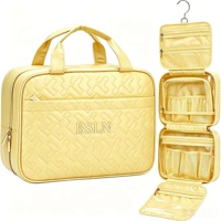 Pochette de maquillage matelassée en polyester à suspendre, trousse de toilette de voyage multi-plis imperméable pour femmes