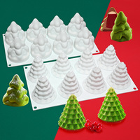 Moule en silicone à 8 cavités pour gâteau mousse en forme de sapin de Noël, idéal pour la décoration de Noël du Père Noël, moule à chocolat pour la pâtisserie, vente en gros