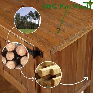 Console de salle à manger en bois massif de 48'' avec 2 tiroirs, armoires et étagère inférieure, style rétro - Product Image 3