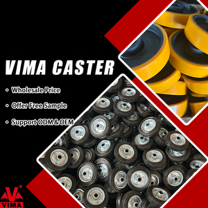 Rueda giratoria VIMA 4 en 1 de 100 mm gris TPR con soporte para carrito, muebles, freno total roscado, rueda médica para cama - Product Image 6